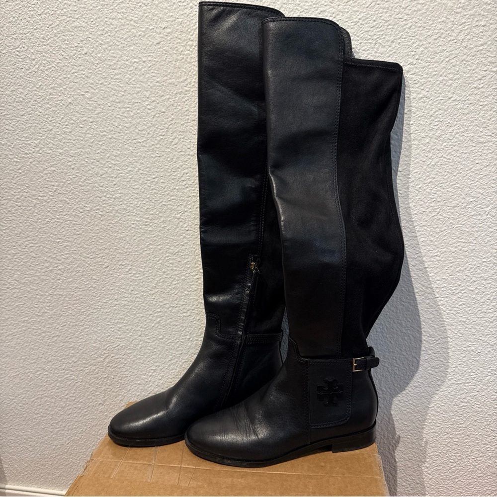Tory Burch Wyatt Over The Knee Black Boots Women Tiene Zíper, Size 6/M